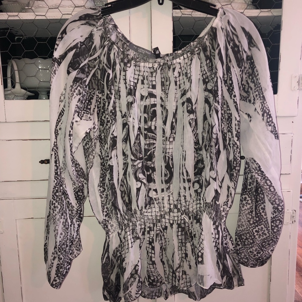 NY Collection Petite black and white blouse